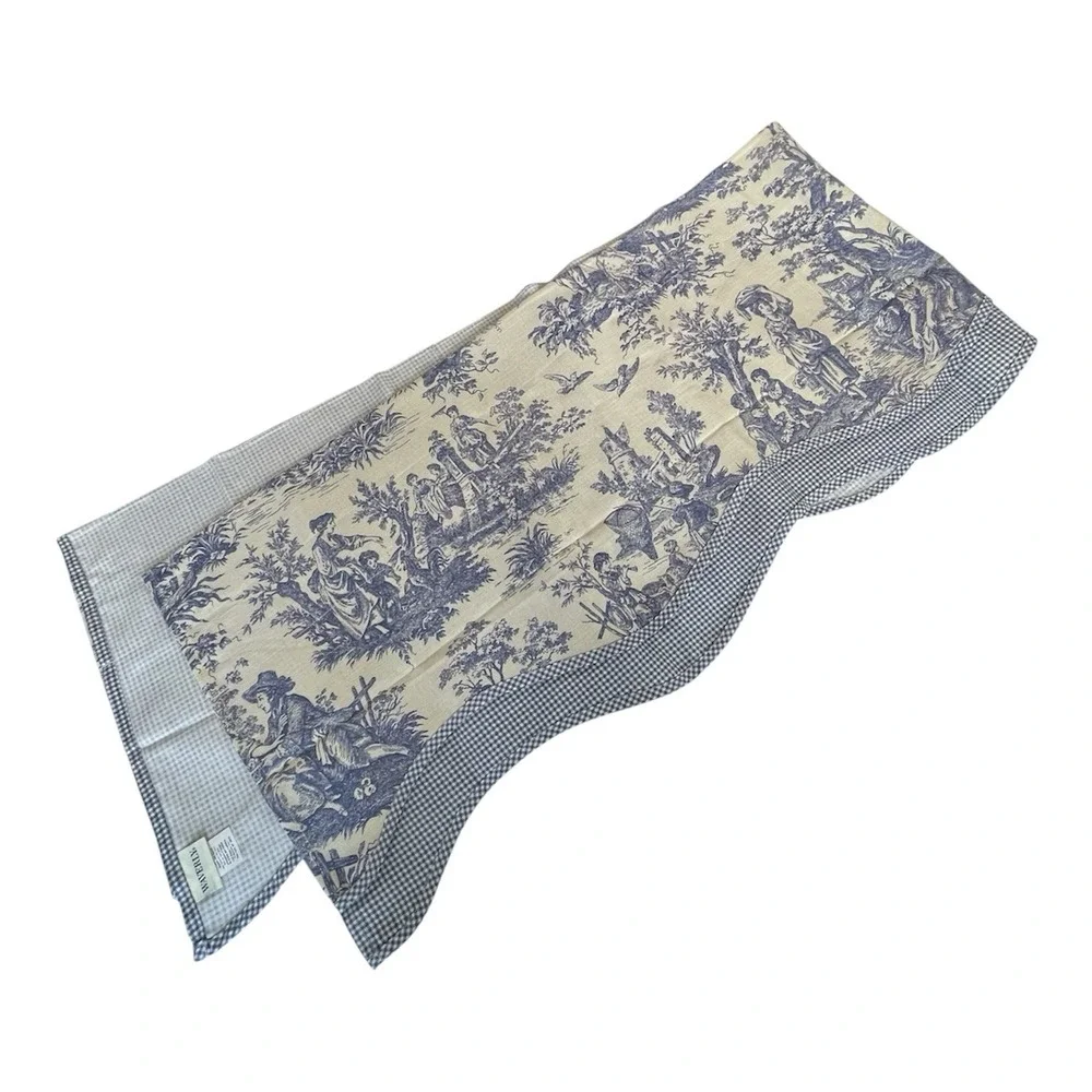 Waverly Charmed Life Fairfield Valance Blue Ivory Toile Gingham‎ 76x17 USA